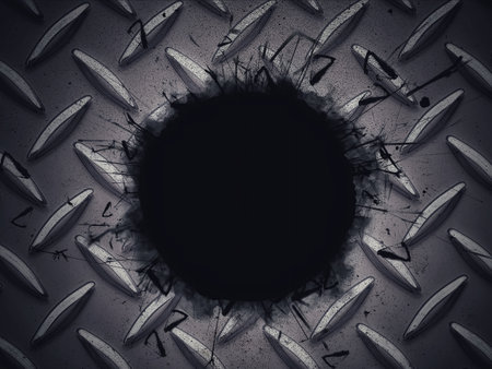 3d illustration of metal material with round holesの写真素材