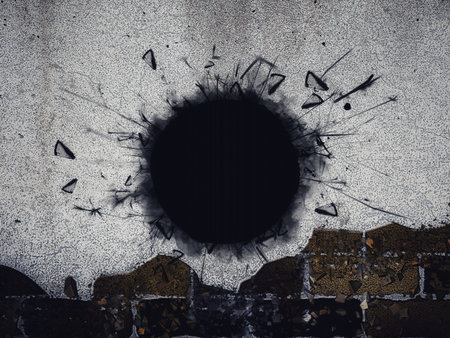 3d illustration of brick wall with round holeの写真素材