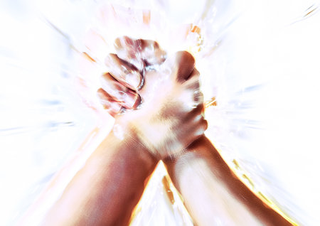 3d illustration of confrontation with arm wrestling
