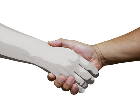 Abstract illustration of handshake gesture in business conceptの写真素材