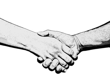 Abstract illustration of handshake gesture in business conceptの写真素材