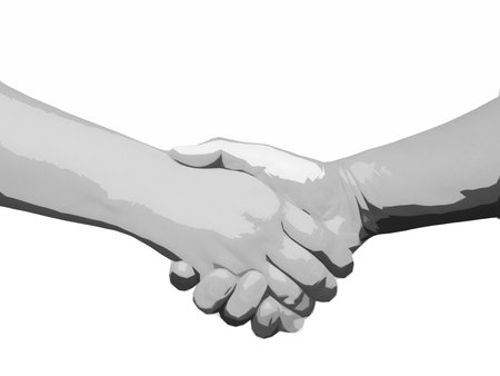 Abstract illustration of handshake gesture in business conceptの写真素材
