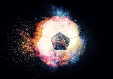3d illustration of exploding soccer ball