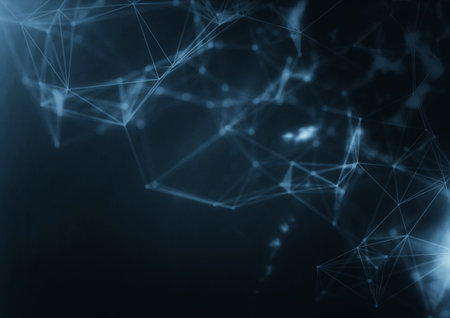 3d illustration of blue light lines connected in technology conceptの写真素材