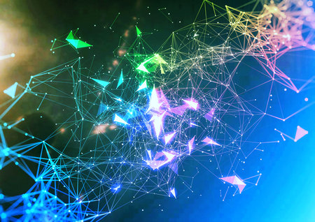 Abstract background of rays connected by the concept of science technology