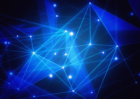 3d illustration of blue light lines connected in technology concept