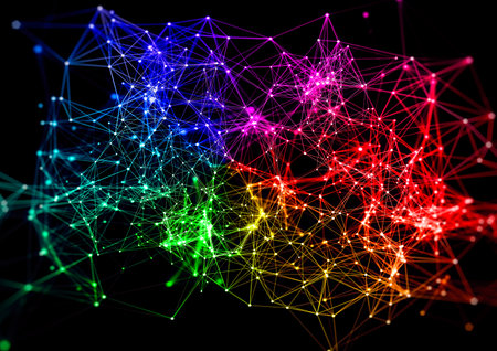 Abstract background of rays connected by the concept of science technology