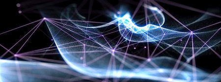 Abstract background of rays connected by the concept of science technologyの写真素材