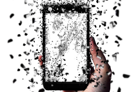 3d rendering broken smartphone
