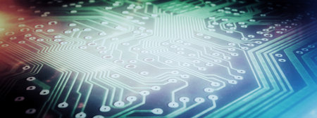 3d illustration of abstract motherboard in technology concept