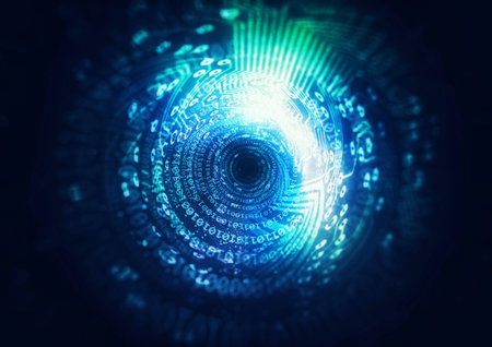 3d illustration of a binary tunnel with the concept of technologyの写真素材