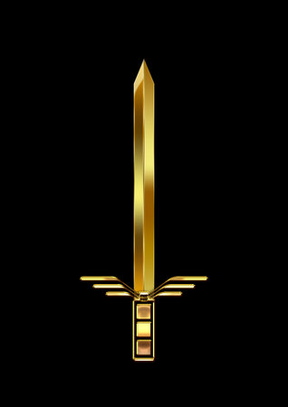 3d rendering glowing sword and black backgroundの写真素材