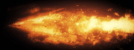 3d illustration of exploding flame arrow
