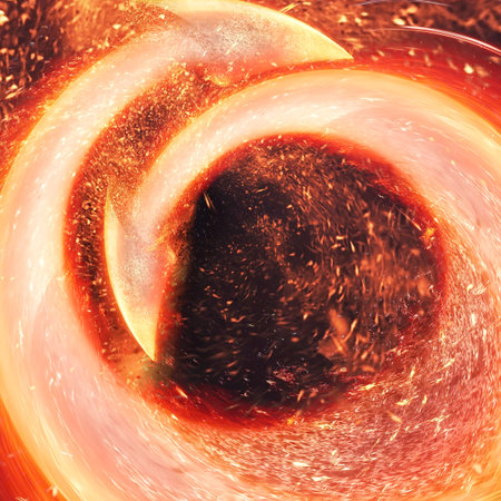 3d illustration of fire arrows swirling in the dark