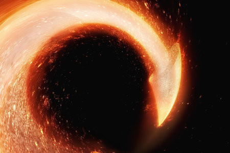 3d illustration of fire arrows swirling in the dark