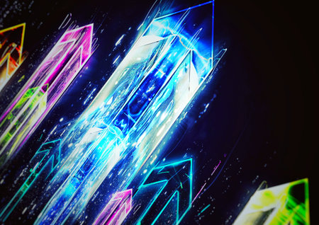 3d illustration of colorful light arrows