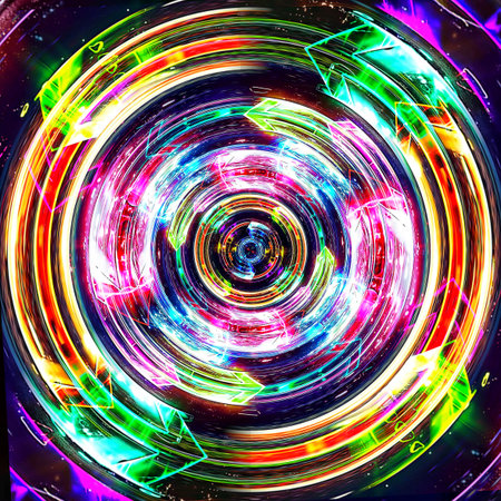 3d illustration of swirling colorful light arrows