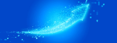 Abstract light arrow floating on blue gradient background