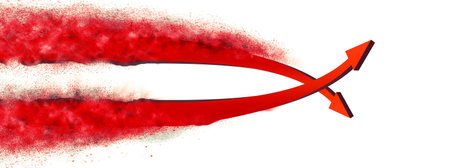 3d rendering red rocket missile launched