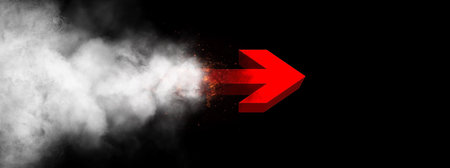 3d rendering red rocket missile launched