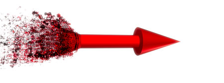 3d rendering red rocket missile launchedの写真素材