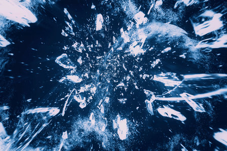Abstract background with splashing ice shards in science concept