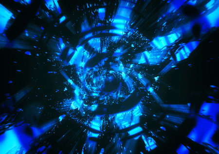 Abstract background with explosion and blue debris