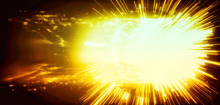 3d illustration of fireball exploding in science conceptの写真素材