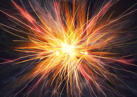 Abstract background with sparks flying with explosion in energy conceptの写真素材