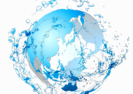 3d illustration of abstract earth and blue water splash in natural environment conceptの写真素材