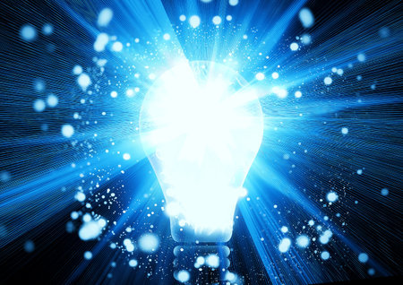 3d illustration composite light effect on abstract light bulb in science and technology concept