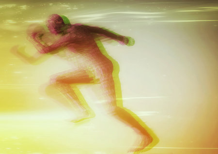 3d illustration composite light effect on silhouettes of people competing in sport concept