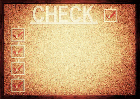 Background of checklist pasted on retro corkboard in success conceptの写真素材