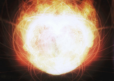 3d illustration of fireball exploding and burning with energy conceptの写真素材