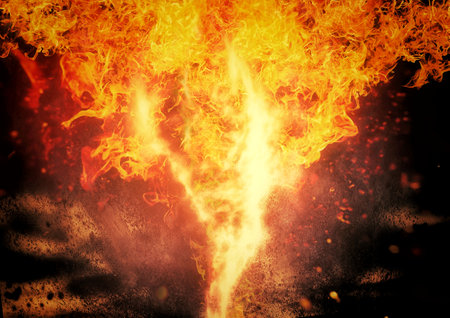 3d illustration of vortex of flames burning in energy conceptの写真素材