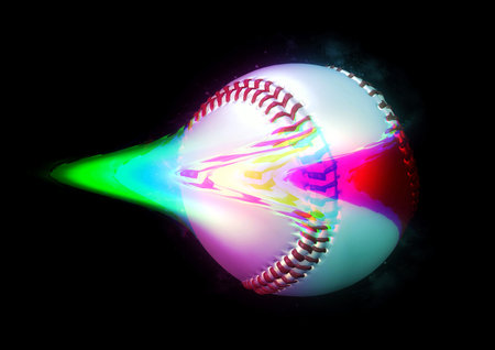3d illustration of artistic and abstract baseball ball in sport conceptの写真素材