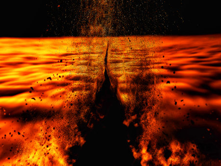 3d illustration of fire flames exploding in energy conceptの写真素材