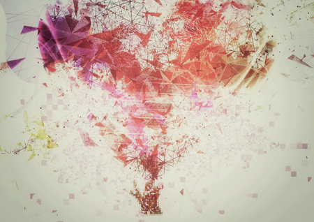 Artistic abstract heart tree illustration in watercolor styleの写真素材