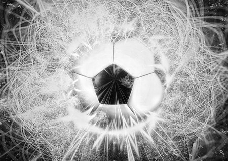 3d rendering exploding soccer ballの写真素材