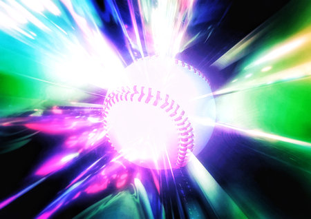 3d illustration of colorful shiny baseball ball in sport concept