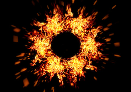 3d illustration of a ring of flames burning with energy conceptの写真素材