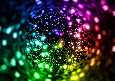 3d illustration of radiating iridescent lightの写真素材