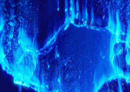 3d illustration of abstract blue water drops and splashes