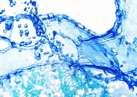 3d illustration of abstract blue waves and splashes