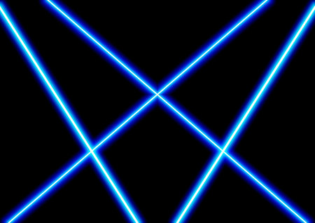 Abstract background of blue light lines crossed in the darkの写真素材
