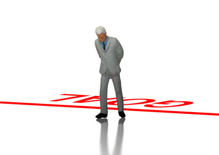 3d rendering of a man standing in front of a goal sign
