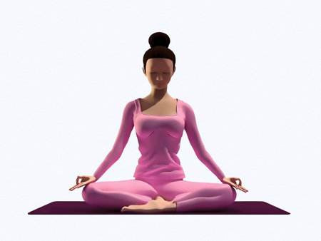 yoga girl isolated on a white background. 3d rendering.の素材