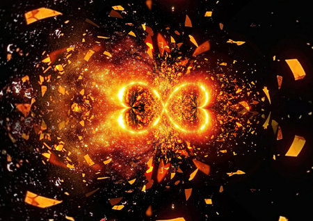 Fractal 3D Illustration of a Fire Explosion with Flames