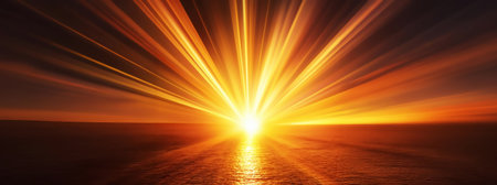 Sunset over the sea. Panoramic view. 3D renderingの素材