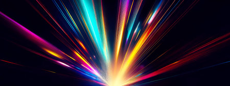 abstract background with colorful rays of light and bokeh effectの素材